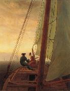 Caspar David Friedrich On a Sailing Ship oil on canvas